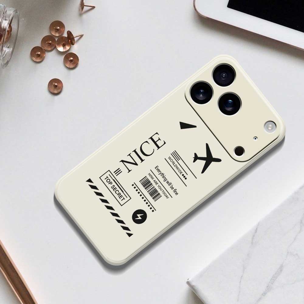 For iPhone 17 Pro Max Case Boarding Ticket Pattern Printing Straight Edge TPU Phone Back Cover