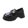 Platform loafers women's 2025 autumn new British style versatile and comfortable jk small leather shoes one pedal muffin single shoes