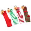 Damen Weihnachten Overknee Lange Socken Niedlich 3D Plüsch Hirsch Elch Gestreifter Druck Oberschenkelhohe Strümpfe Feiertagsparty Strumpfwaren