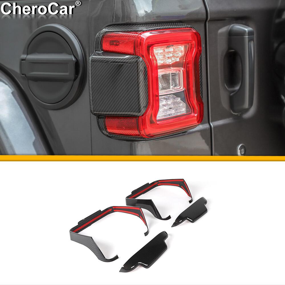 Carbon Fiber Rear Taillight Lamp Decor Cover Trim For Jeep Wrangler JL JLU 2018+