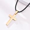Plain Cross Necklace for Men, Silver Black Gold Color Stainless Steel Simple Cross Pendant Necklace Collar