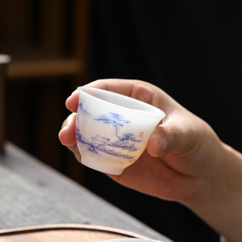 MULTIPOTENT Hand-painted Mutton Fat Jade Porcelain Kung Fu Tea Set