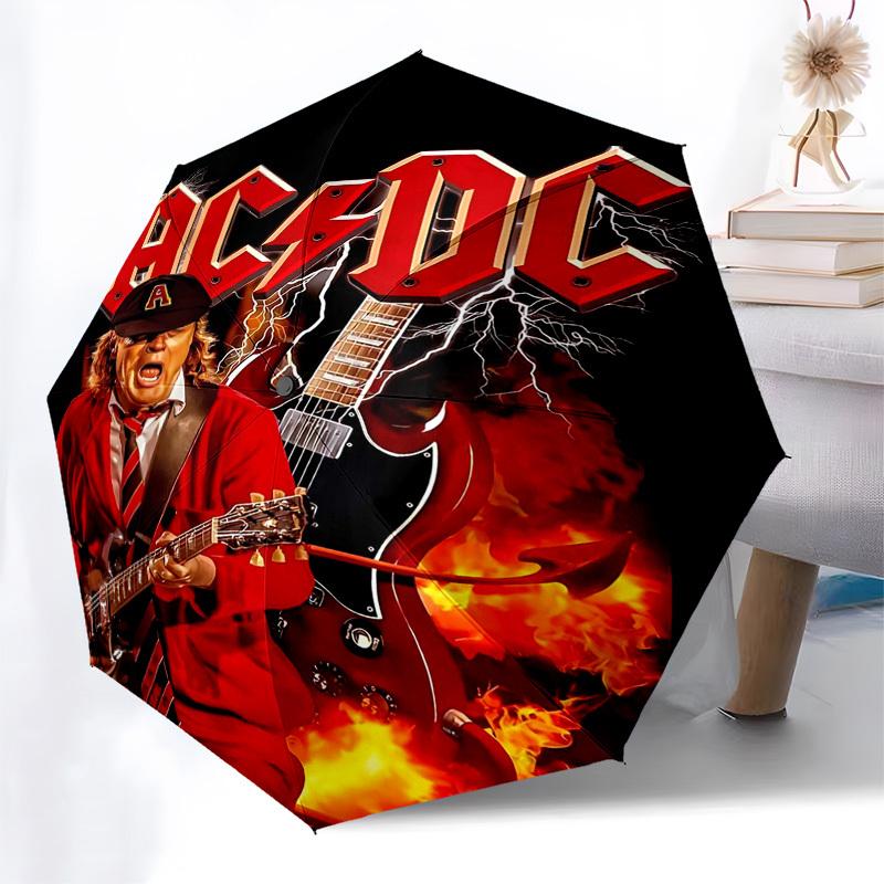 1pc AC/DC, Guitarist Automatic Open, Windproof, Compact Travel Umbrella, Gift for Birthday, Christmas, Business 93036