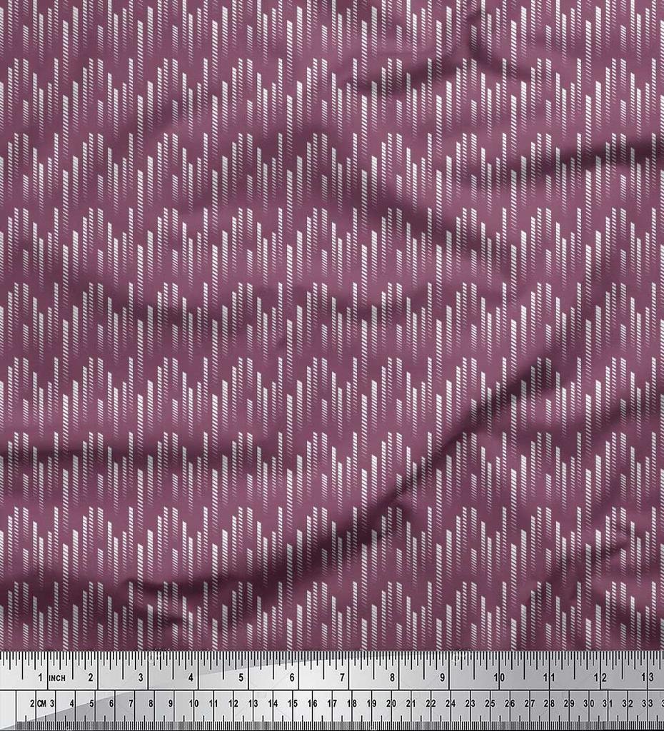 Soimoi Japan Crepe Satin Fabric Diagonal Line Small Print Fabric by Metre 42 Inch