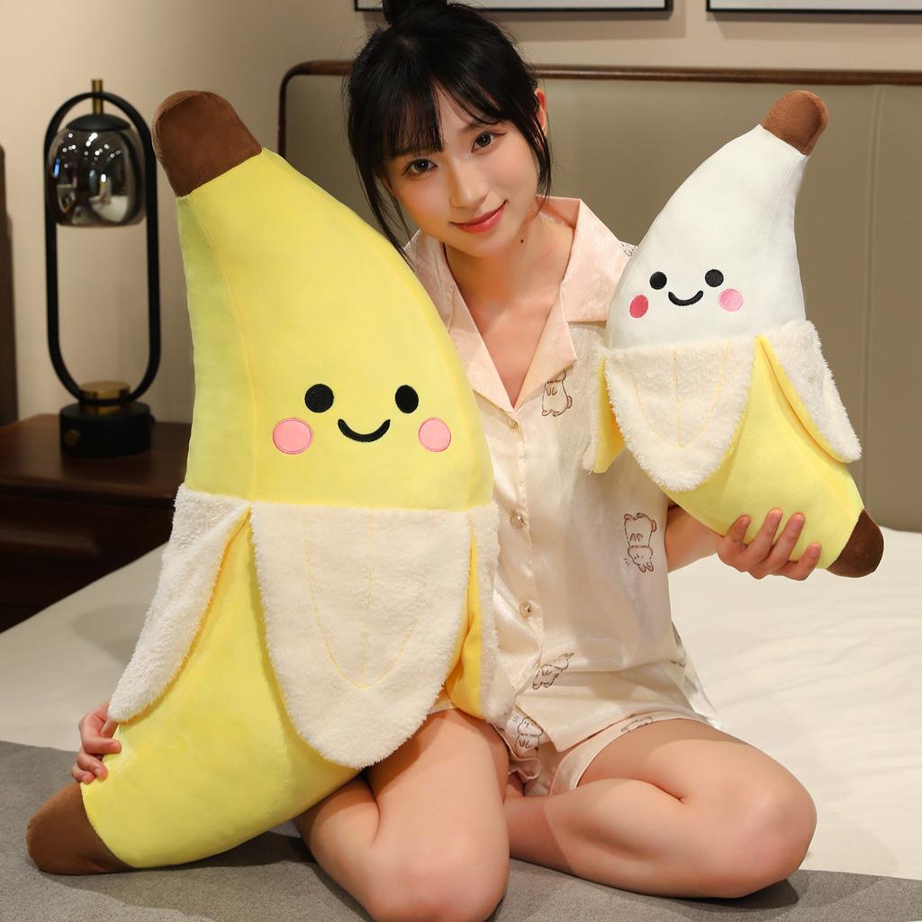 25-80cm Cartoon Cute Giant Banana Plush Doll Pillow Yellow Smile Banana Fruit Plush Toy Home Decoration Gift For Children