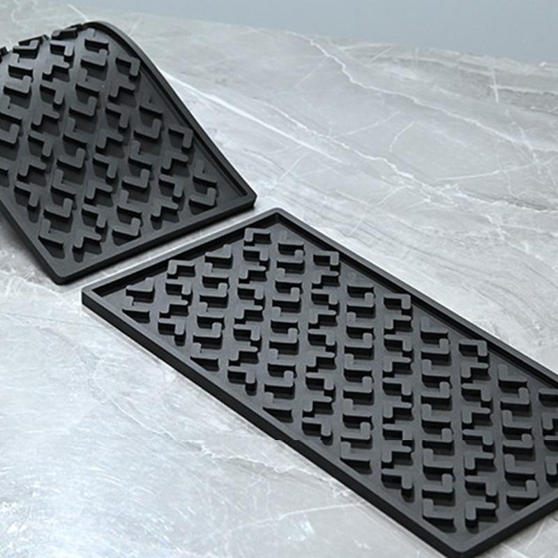 Silicone Coffee Maker Mat Countertop Bar Spill Mats Bar Service Mat Dish Glass Drying Mat For Barista Cocktail Bartender Black
