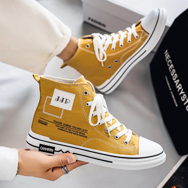 Men 's Casual Four Seasons High Top Fashion Canvas Skateboarding Students Comfortable Sneakers Boys Trending Soft Sole Breathable Shoes