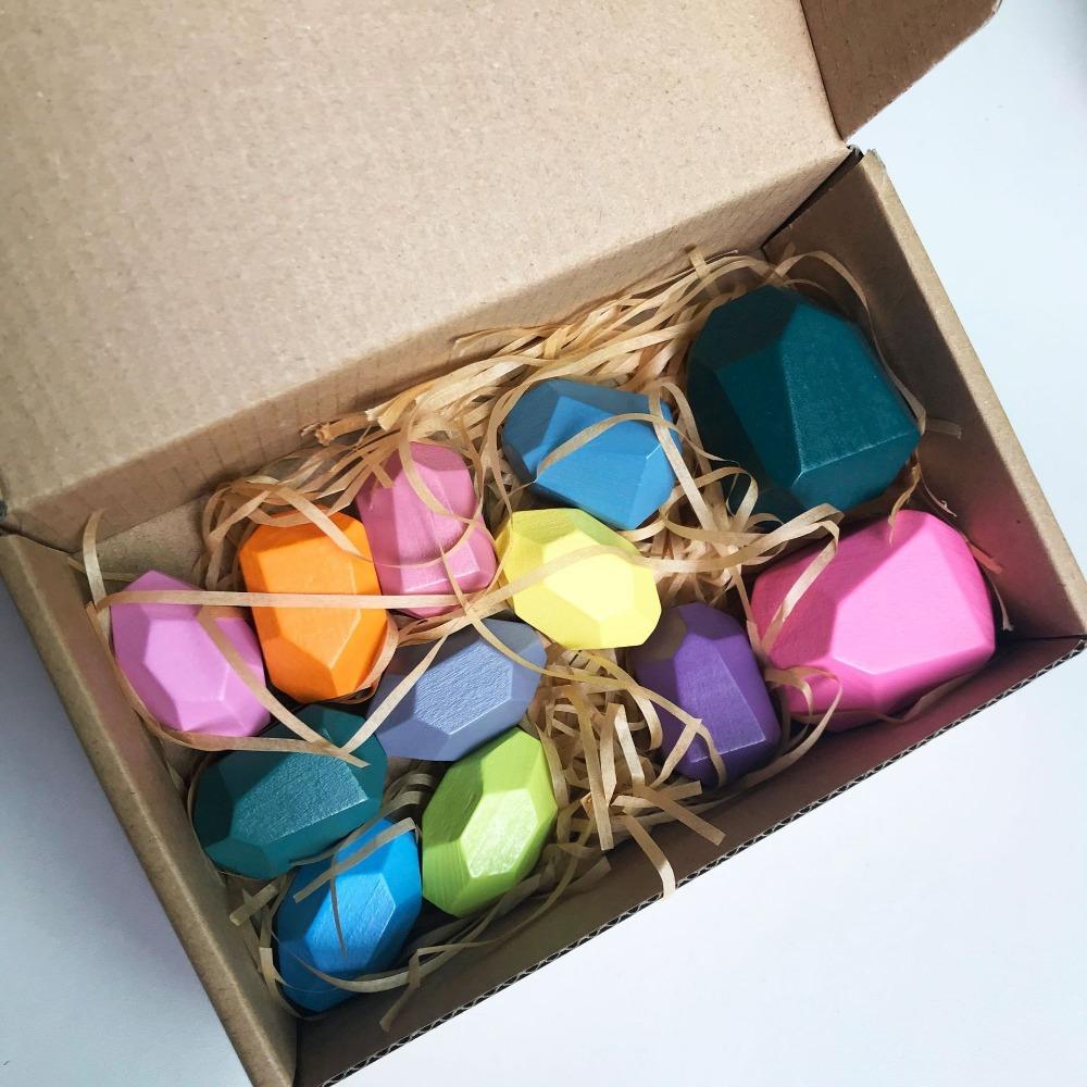 Wooden children's Nordic ins wind colored stone stacking music boys and girls indoor ornaments early education educational toys