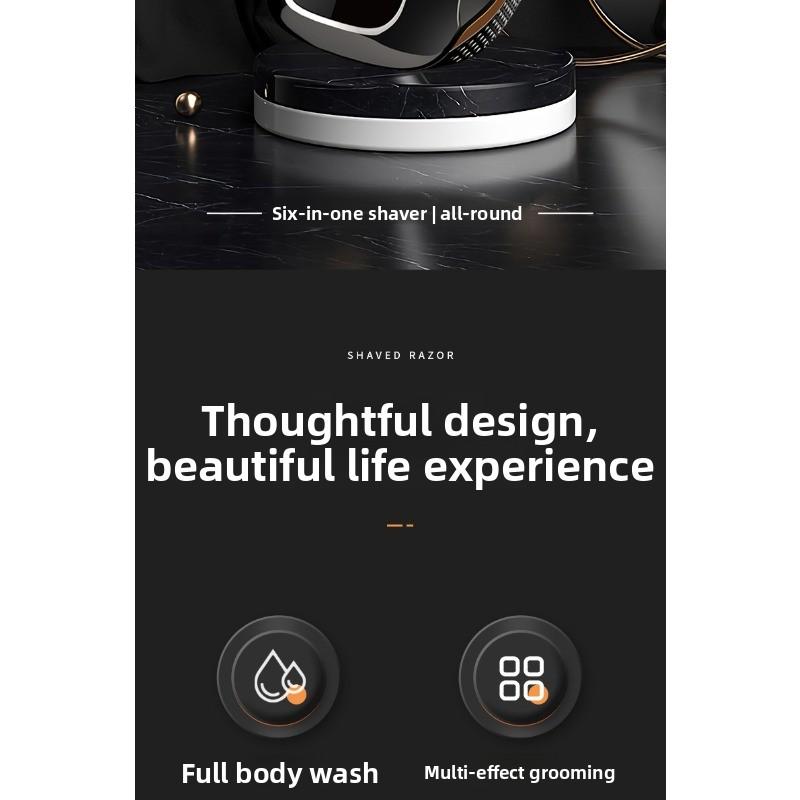 New Smart Men's Electric Shaving Kit with A Clean-shaven Head Design Featuring Seven Blades and Multiple Functions for Shaving