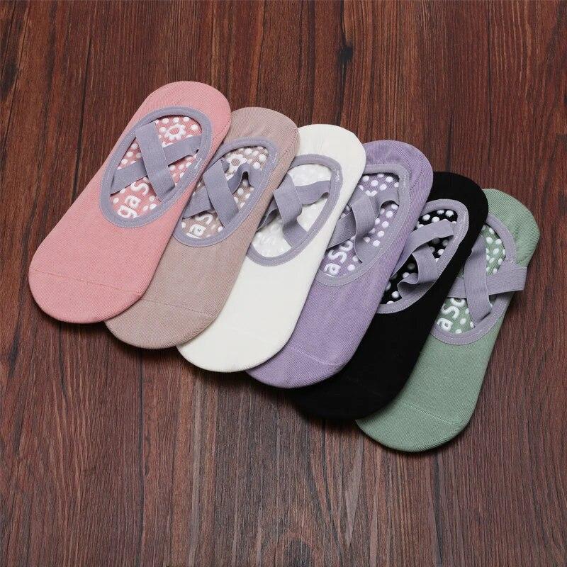 Damen Bandage Pilates Socken Silikon Anti-Rutsch Quick-Dry Yoga Socken Damen Ballett Tanz Baumwolle Sport Fitness Socken für das Fitnessstudio