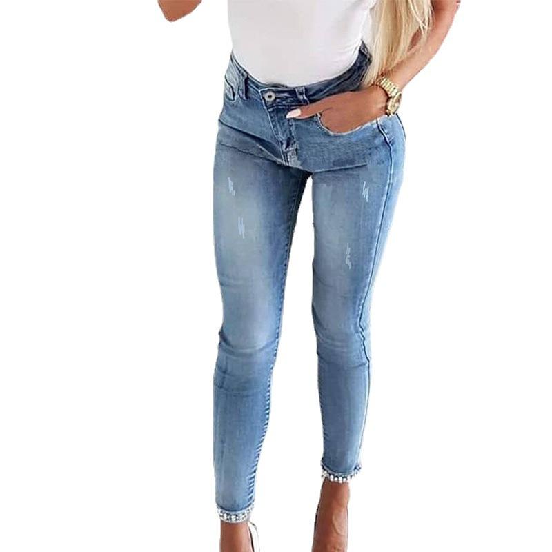Damen Vintage High Waist Jeans Damen Bleistifthose Mode Skinny Jeans Damen Sommer Freizeithose Hose