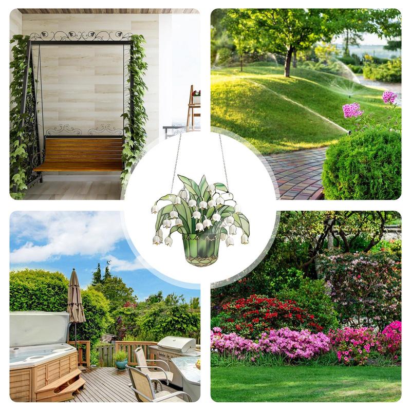 1 Stück Sonnenfänger aus Buntglas mit Maiglöckchen-Motiv, leuchtende Farbe, auffällige Fensterdekoration für jedes Zimmer, Fenster, Garten im Freien
