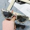 Luxury Rhinestone Cat Eye Sunglasses for Women Vintage Rimless Triangle Sun Glasses Men Outdoor Retro Eyewear  UV400