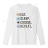 Cruise Holiday T Shirt Eat Sleep Repeat Vacation Vintage Washed Top For Everyday Wear Stretched Unisex Comfortable Versatile
