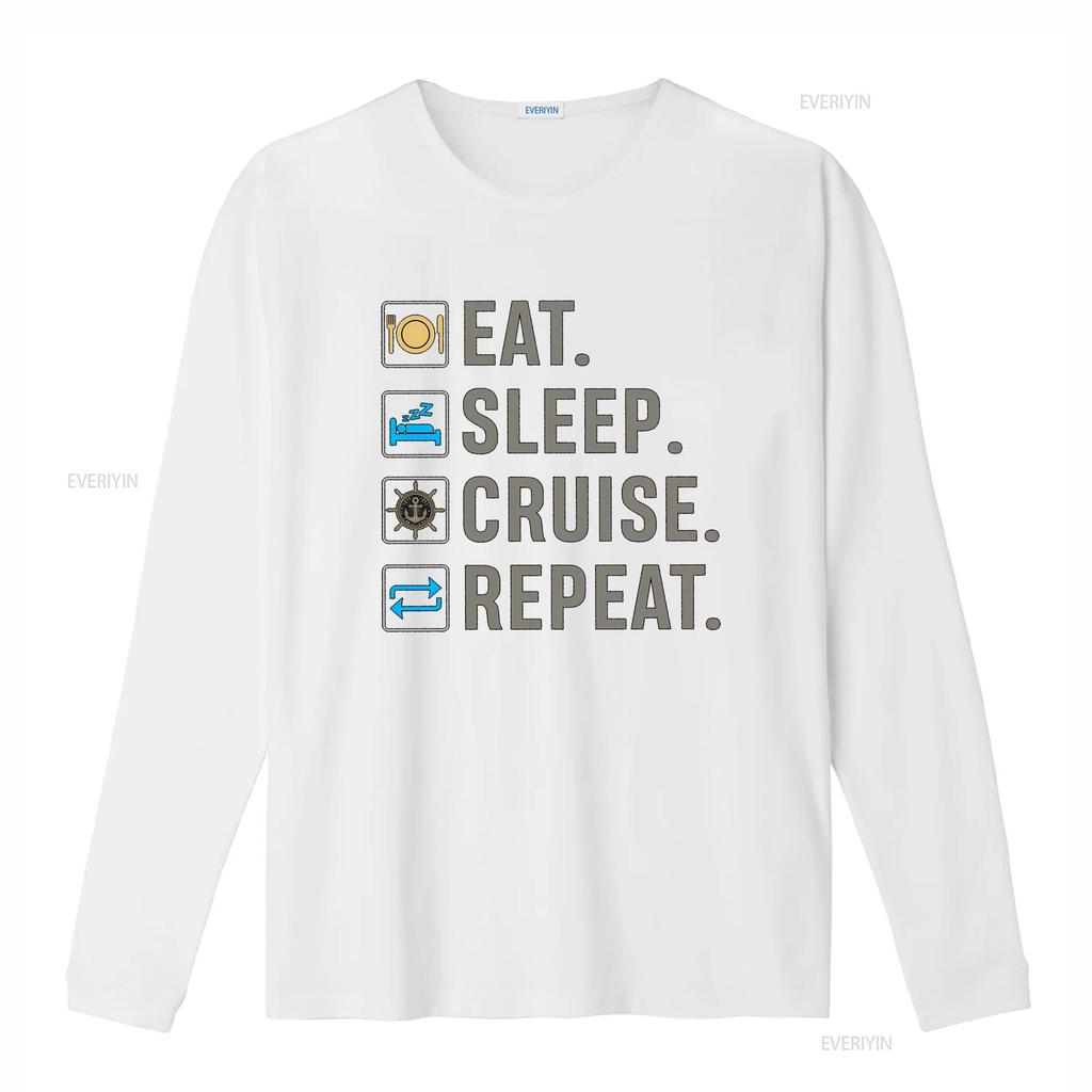 Cruise Holiday T Shirt Eat Sleep Repeat Vacation Vintage Washed Top For Everyday Wear Stretched Unisex Comfortable Versatile