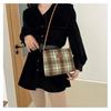 2024 Women's Retro Plaid Woolen Crossbody Bucket Bag - Large Capacity Autumn/Winter Shoulder Tote
