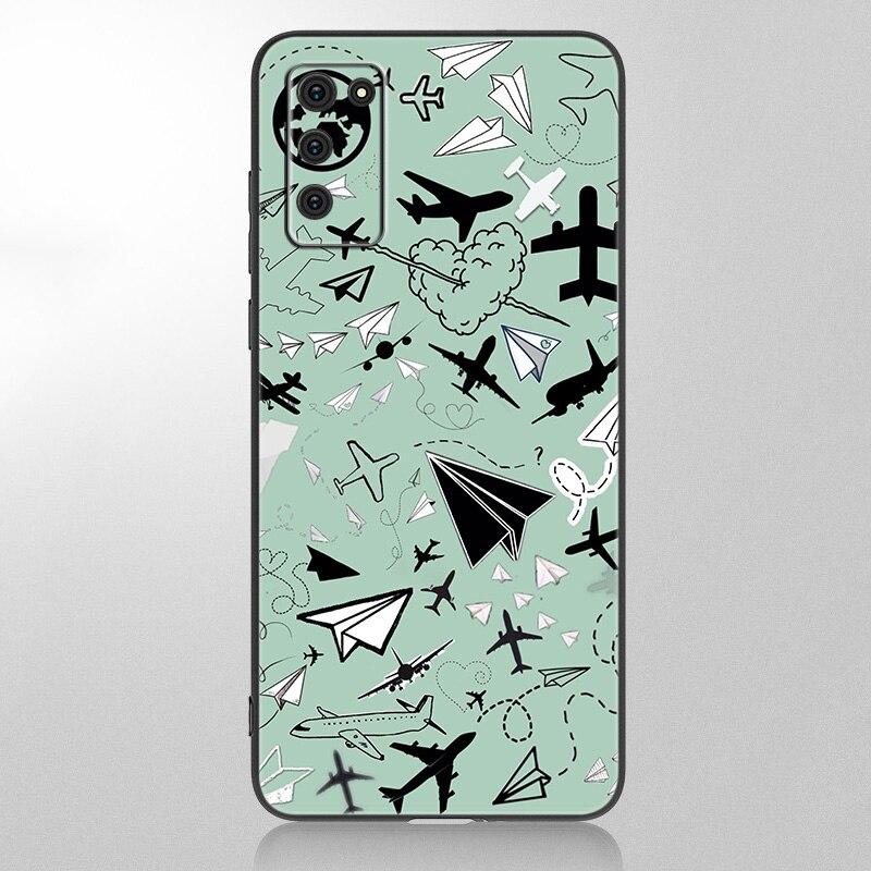 Flugzeug Flugzeug fliegen Fall Für Samsung Galaxy A12 A02S A22 A32 A52 A72 A71 A51 A41 A31 A21 A11 A50 A70 a10S A20S Schwarze Abdeckung