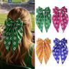 World Cup Football Print Hair Bow with Ribbon - US, Canada, Mexico Edition