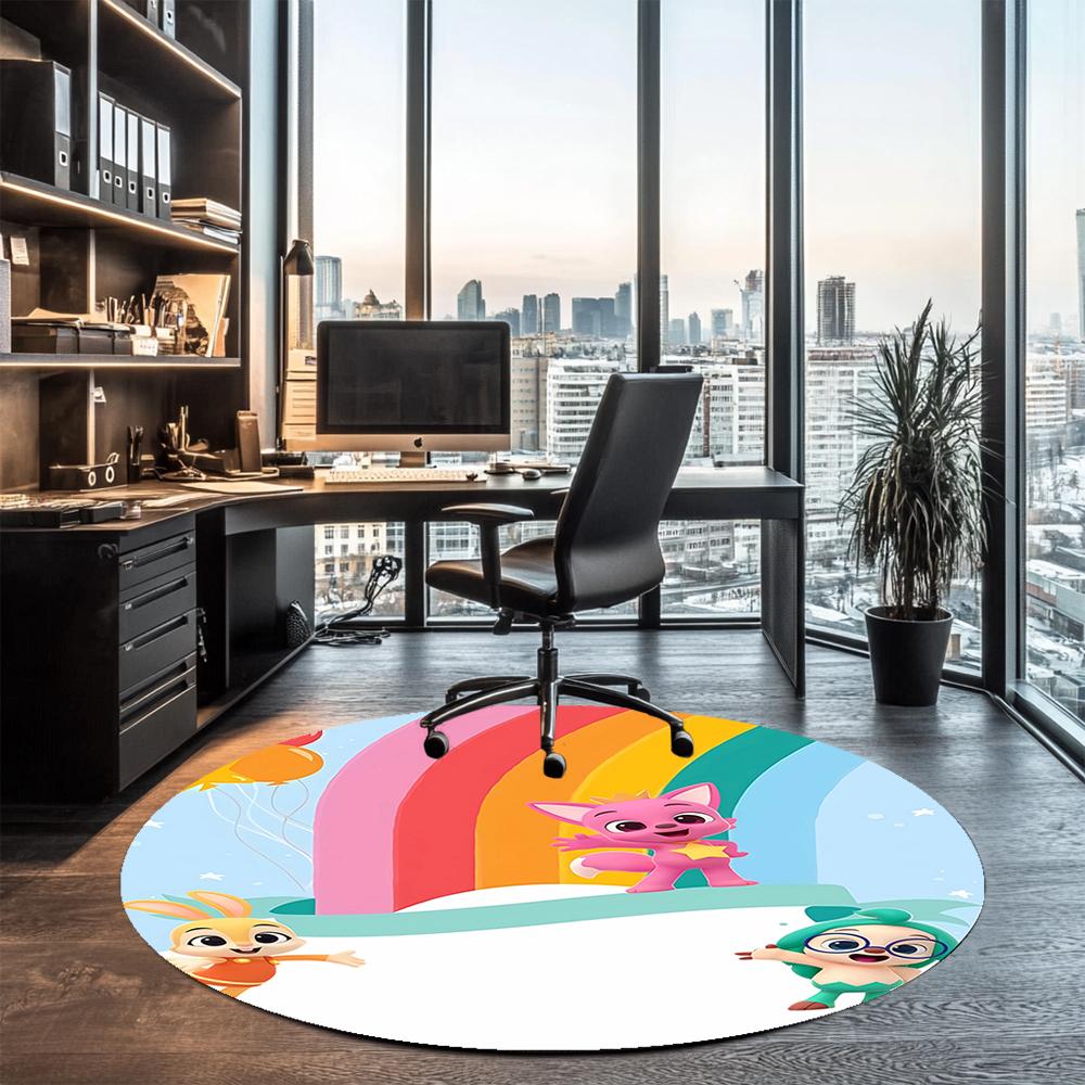 Pinkfong Wonderstar Bedruckter Runder Teppich Teppich Stuhlteppich Bereichsteppich Eingang Fußmatten, für Bürostuhl Wohnzimmer Schlafzimmer Küche.