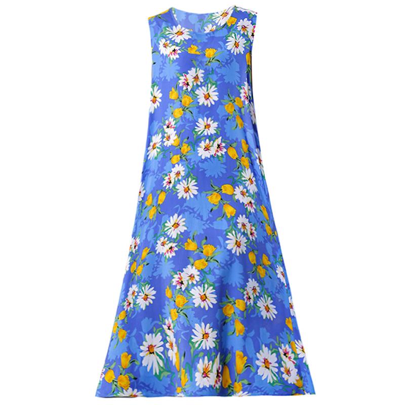 Plus Size Women's Long Dress Summer  Casual Elegant Sleeveless Vintage Print Dress For Women
