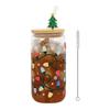 Color-Changing Festive Tumbler Christmas Beer Can with Brush And Straw Holiday-themed Beverage Container