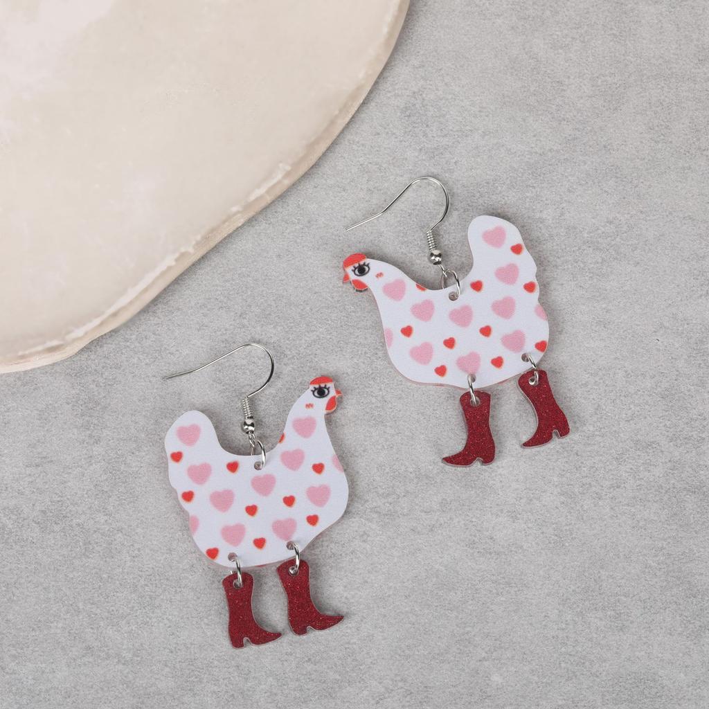 Custom Environmentally Friendly Acrylic Earrings, Cartoon Color Hen-Shaped Earrings Earrings.