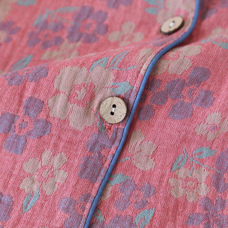 Women's Retro Jacquard Cotton Pajama Set – Spring/Autumn Long Sleeve Casual Homewear