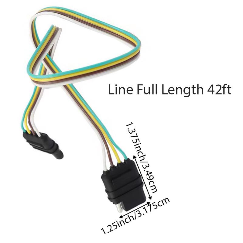 6/12/24V Trailer Wire Extension 4-Way 4 Pin Plug Connector For US Vehicles and Trailers Using Standard 4-way Flat Wiring Systems