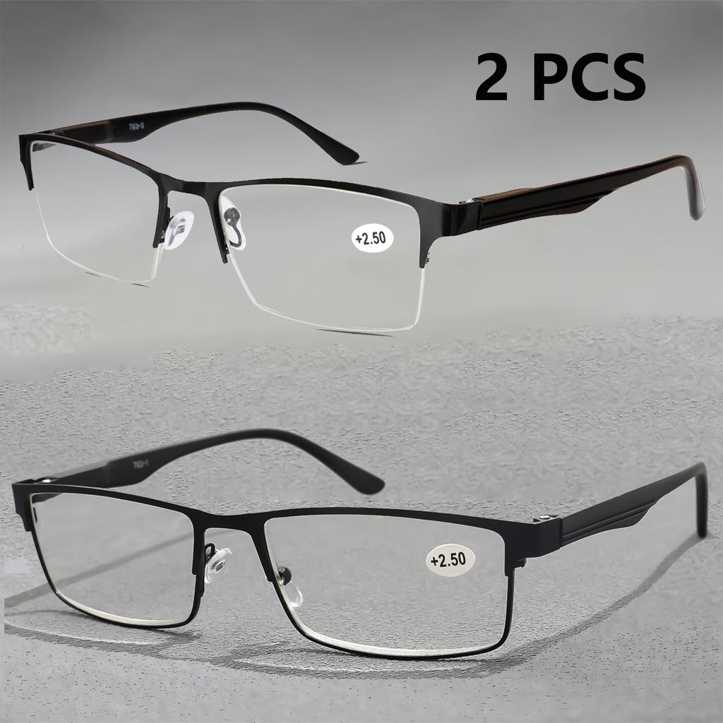 2 Pcs Reading Glasses For Men Blue Light Blocking Lens Spring Hinges For Men And Women Adjustable Comfortable Vision Correction