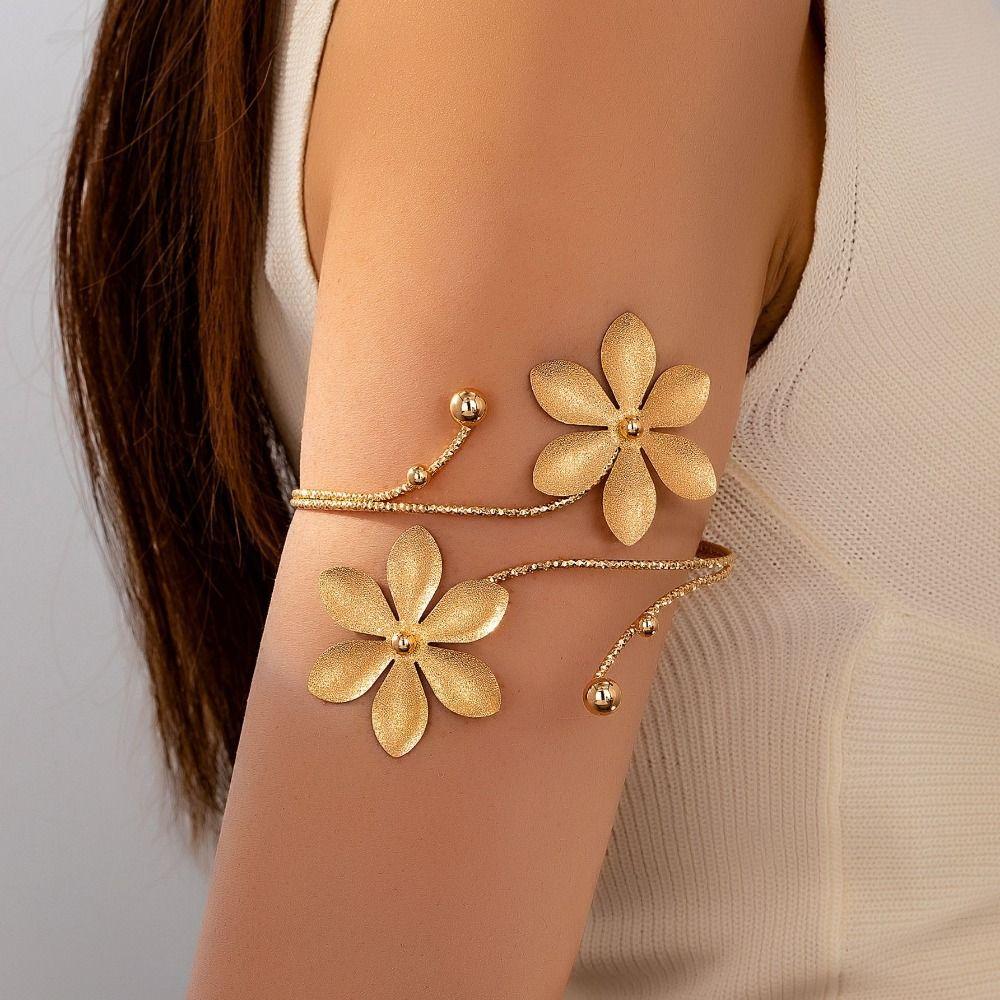 Multi Style Opening Arm Bracelet Metal Flower Bracelet Chic Arm Bracelet  Bridal Wear