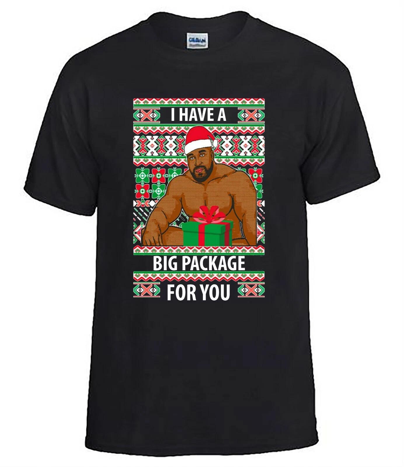 Christmas T-Shirt. I Have a Big Package For You, Funny/Novelty/ Ugly T-Shirts M