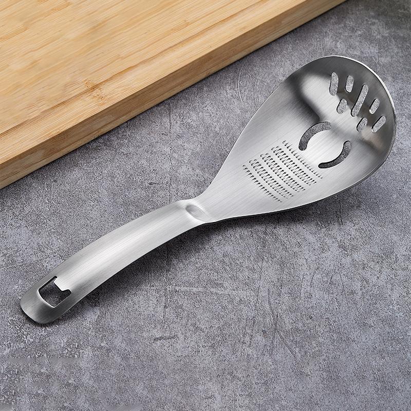 Multifunktionell Köksredskap i Rostfritt Stål För Matlagning Vitlök Ingefära Grönsaksrivare Malare Sked Köksredskap