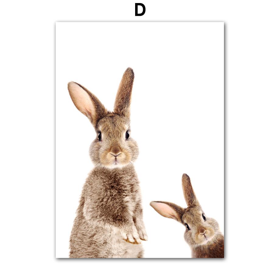 Autumn Rabbit Tail Nursery Wall Art Canvas Painting Nordic Animals Bunny Posters And Prints Pictures Baby Kids Room Home Decor