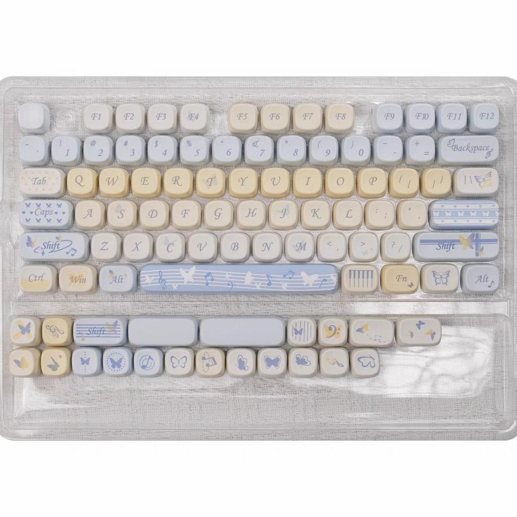 Butterfly Orchestra Milk Cube Keycaps - Cute Kawaii Keycap Set for 87/81/75/68Key Layout Mechanical Keyboards, Perfect Sweet Style Gift for Girls