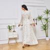Women's Evening Gown: Stylish Long Dress Featuring Textured Floral Patterns and Gold Foil Accents
