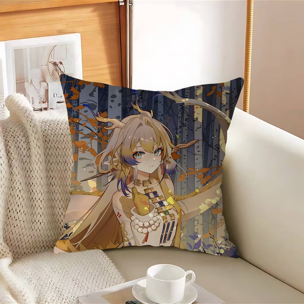 АНИМЕ Arknights Подушка Шу Наволочка Съемная Моющаяся Наволочка – Всесезонный Мягкий Лен 12x12Inch