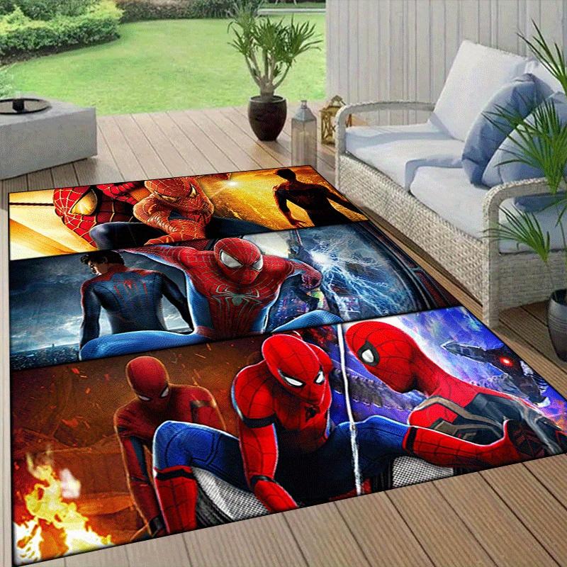 1pc Spider-Man Pattern Area Rug Soft Flannel Floor Mat for Living Room, Office, Bedroom, Outdoor and Camping, Sofa Coffee Table Floor Mat, D