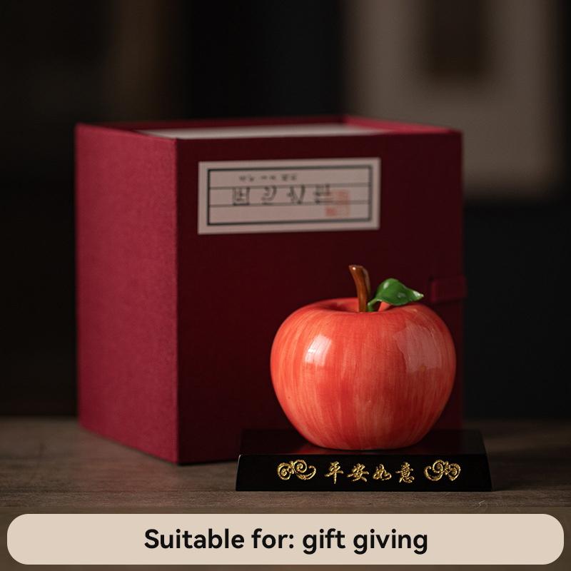 Ceramics Simulated Apple Decorative Miniature Model Ping An Ruyi Home, Room, Office, Car Table Decoration and Accessories