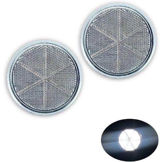 EMARK/DOT/CCC 2pcs Round Reflector Self Adhesive Stick on Trailer Driveway Mailbox(Amber)