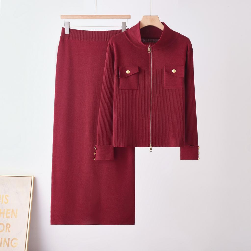 Cross-border foreign trade European and American women's clothing in the autumn of 2026, the new Xiaoxiangfeng knitted V-neck cardigan, zipper jacket,