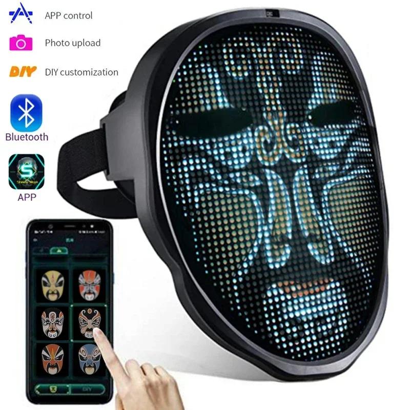 NEUE LED APP Maske Bluetooth APP Steuerung Gesichtsmasken Smart Maske Kann Dynamische Karnevalsfotos Ändern LED Gesichtsmasken für Halloween