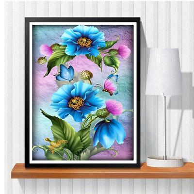 5D-Diamantgemälde zum Selbermachen, blaue Blume, Kreuzstich-Set, Mosaik-Diamant-Stickerei, Rose, voller runder/quadratischer Bohrer, Heimdekoration