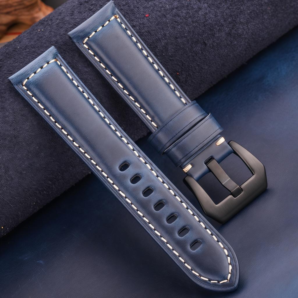 First Layer Oil Wax Cowhide Leather Watch Strap 20 22 24 26mm Padded Genuine Leather Band for PAM111/441/312 Durable Bracelet