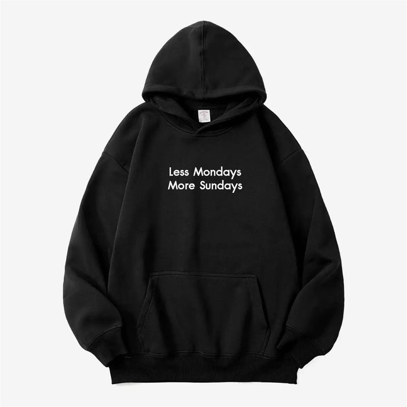 

Less Mondays More Sundays Multi-Point Weekend Sweatshirt Female 2025 New Hooded Outwear Loose Black-Hooded [Spring & Fall regular Version]] XL