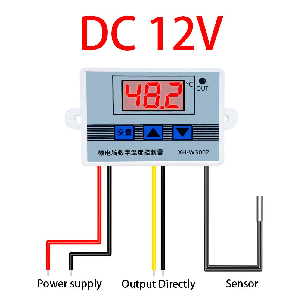 W3002 Digital Control Temperature Microcomputer Thermostat Switch Thermometer New Thermoregulator DC 12V DC 24V AC 220V DC 12V