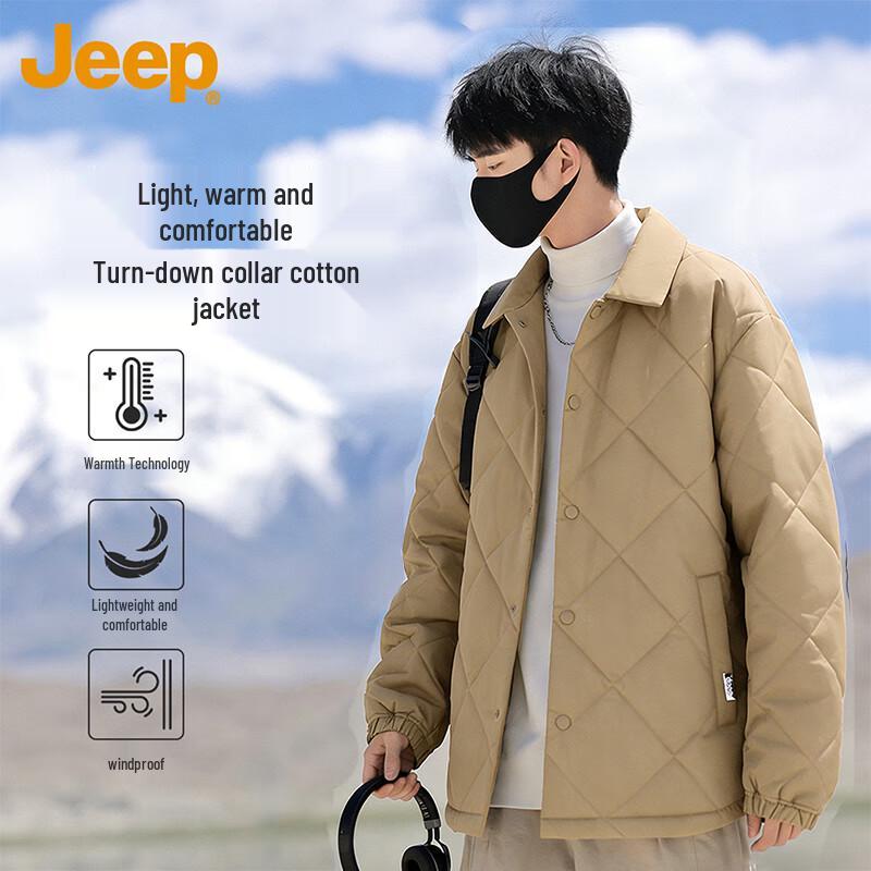 JEEP Men s Padded Turn-Down Collar Windproof Winter Jacket M