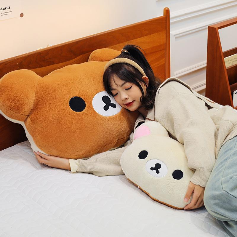 Cute cute relaxed bear big head cushion throw pillow large teddy bear plush toy cloth doll girl birthday gift