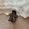 Fashion Crystal Flower Top Clip, Elegant Half-Up Ponytail Holder, Luxe Hair Claw for Women & Girls, Mini Claw Clip