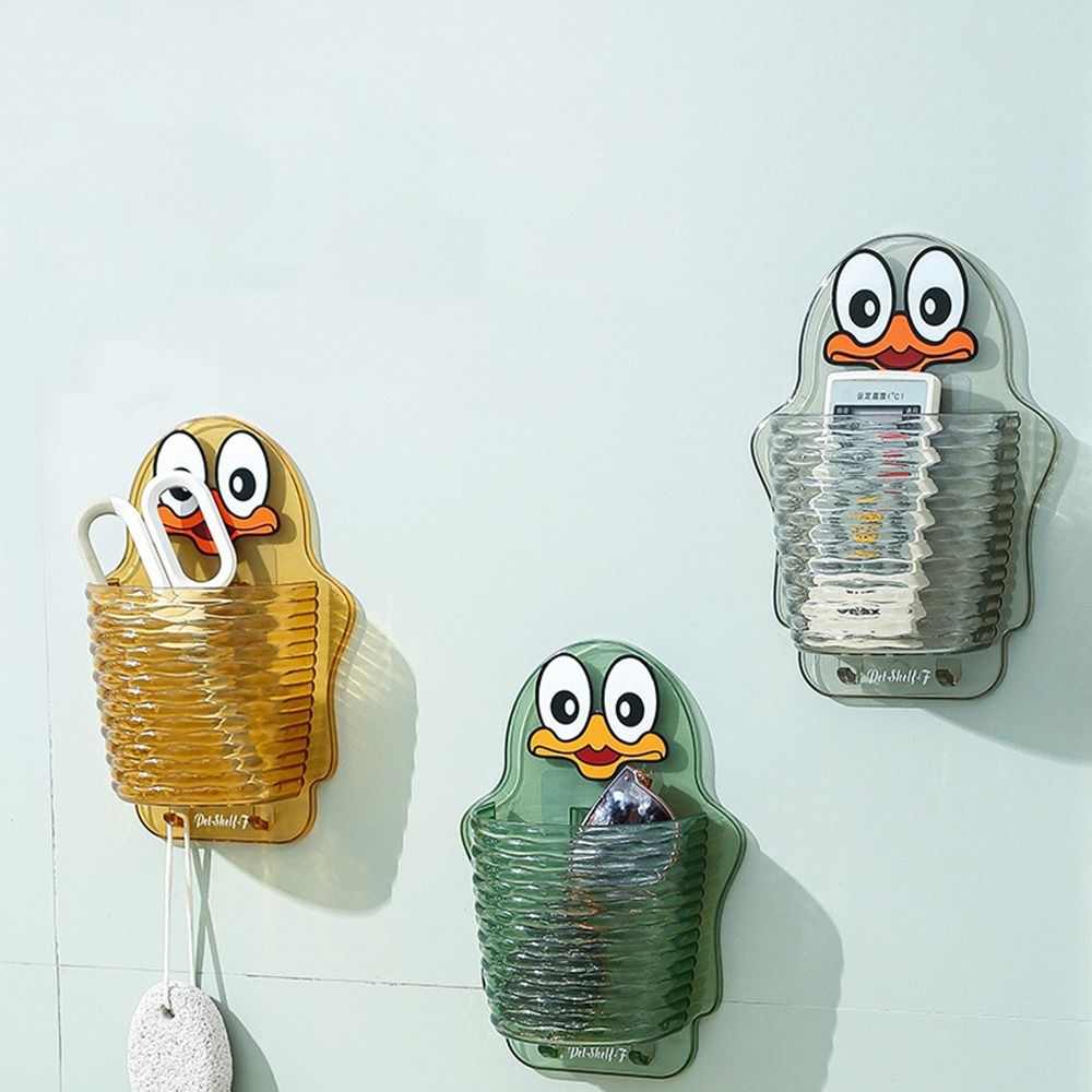Plastic Wall Toothbrush Holders Punch-free Drainage Storage Rack Cute Cartoon Storage Box  Kitchen