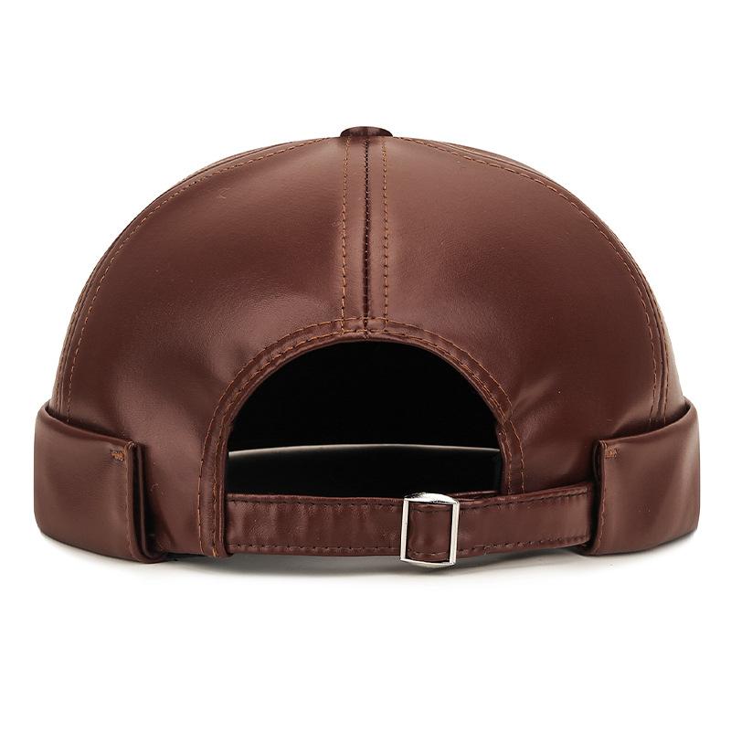 Northwood All Seasons PU Leather Tang Hat for Men Women Fashionable Retro Elegant Simple Melon Skin Faux Leather Landlord Hat
